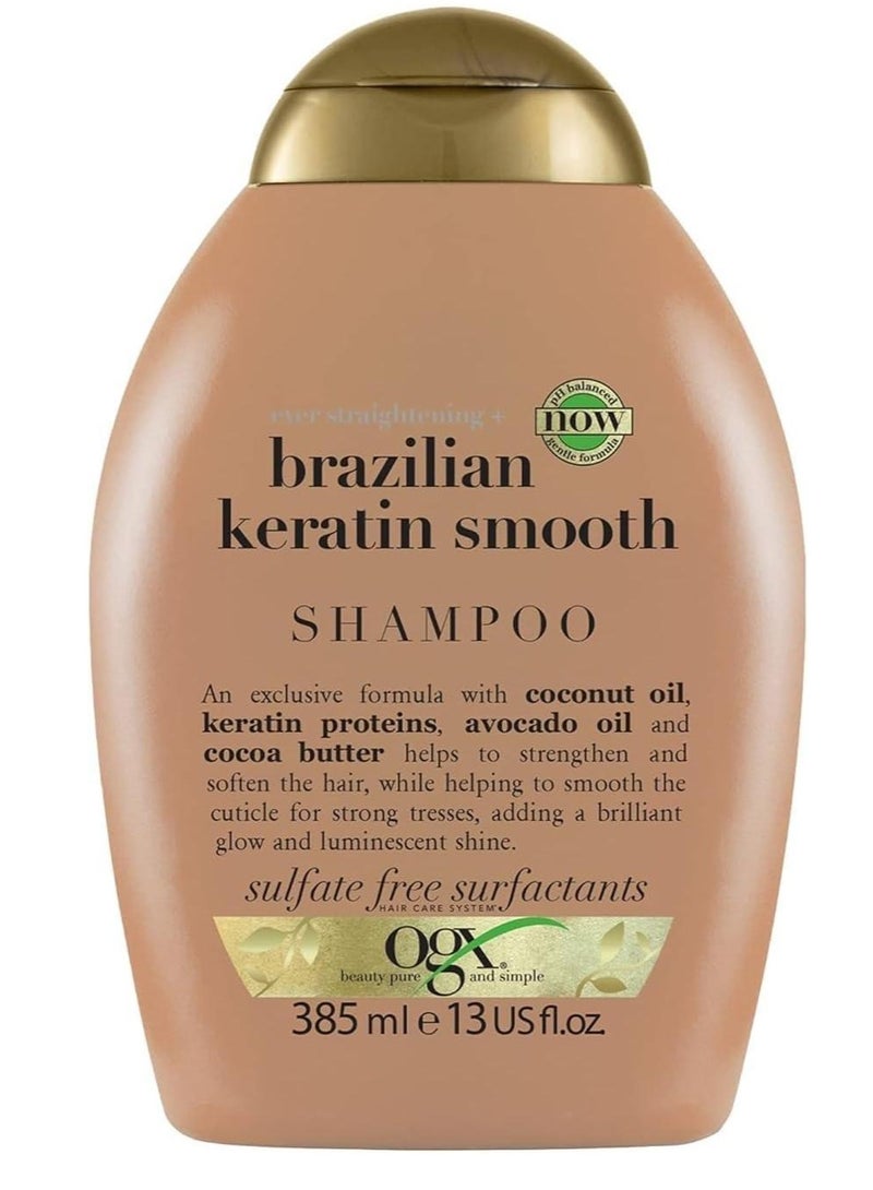 أو جي إكس شامبو، تمليس الشعر + نعومة الكيراتين البرازيلي، 385 مل - Image 2