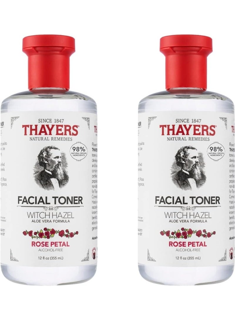 Thayers Alcohol-Free Rose Petal Witch Hazel Facial Toner with Aloe Vera – Hydrating, pH-Balancing, Vegan & Dermatologist Tested, Reduces Pores, 12 fl oz (Pack of 2) - Image 1