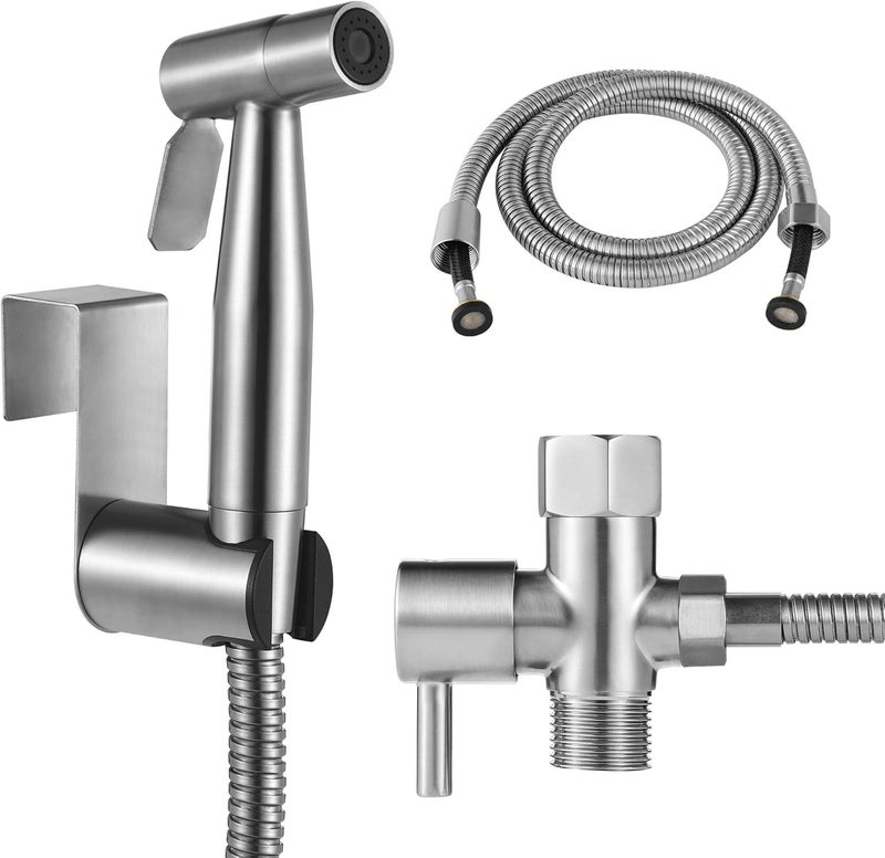 Lambloraey Black Handheld Bidet Sprayer for Toilet, Stainless Steel Metal Made Toilet Hose, Bidet Toilet Attachment Kit for Cloth Diaper Sprayer & Pets Shower & Feminine Hygiene - Image 1