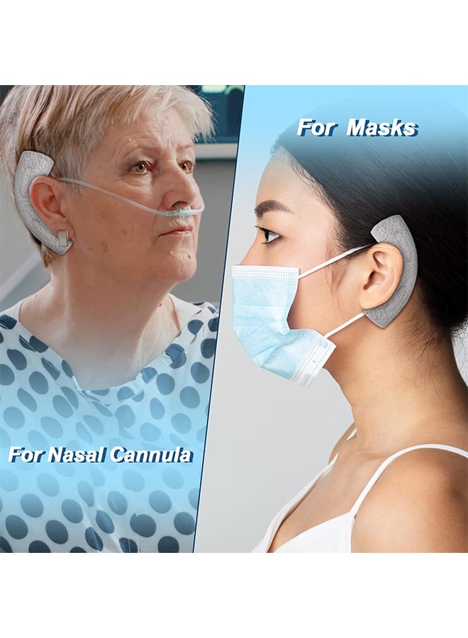 4pcs الأنف Cannula وسائد الأذن التنفس الأكسجين حماية الأذن لأنابيب الأكسجين تصميم حلقة ناعمة وسائد الأذن الراحة لتخفيف آلام الأذن النظارات، مستخدمي الأكسجين (رمادي) - Image 3