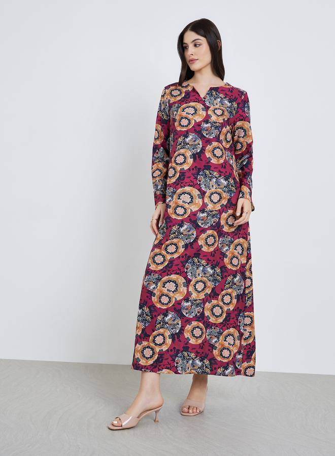 Styli Women Floral Printed Long Sleeve Jalabiya - Image 2