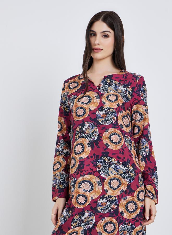 Styli Women Floral Printed Long Sleeve Jalabiya - Image 3