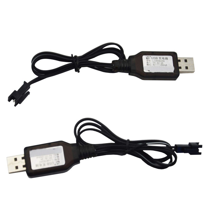 Blomiky 2 Pack 6.0V 250mA USB Charger Power Adapter Cable with SM 2P Connector Plug Suitable for 6V 700mAh Ni-cd Battery 4WD Old Version Amphibious Stunt RC Cars Vehicle/SM-2P 6V USB 2 - Image 5