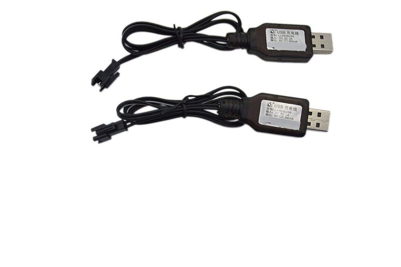 Blomiky 2 Pack 6.0V 250mA USB Charger Power Adapter Cable with SM 2P Connector Plug Suitable for 6V 700mAh Ni-cd Battery 4WD Old Version Amphibious Stunt RC Cars Vehicle/SM-2P 6V USB 2 - Image 3