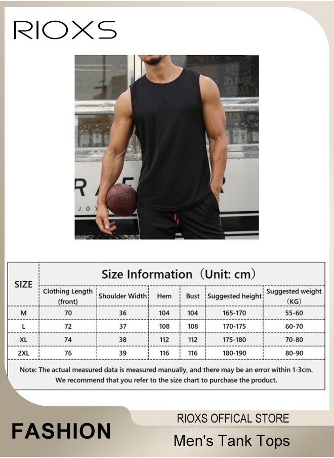 RIOXS - Men's Vest, Athletic Tank Tops for Men, Men's Fit Tank Top, Quick Dry Sleeveless Black Tops, Classic Round Neck Outdoor Vest, Sleeveless Gym Shirt Men, Men Tank Tops Undershirt For Daily/ Training Activities - Image 1
