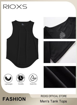Men's Vest, Athletic Tank Tops for Male, Men's Fit Tank Top, Quick Dry Sleeveless Black Tops, Classic Round Neck Outdoor Vest, Sleeveless Gym Shirt Men, Men Tank Tops Undershirt For Daily/ Training Activities - view 5