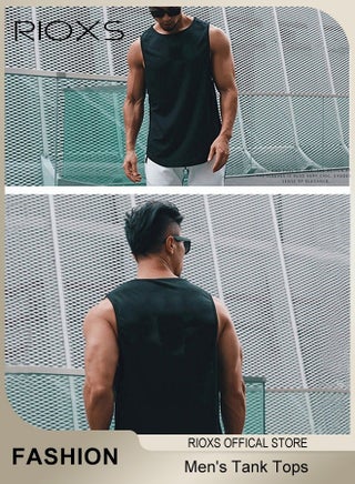 Men's Vest, Athletic Tank Tops for Male, Men's Fit Tank Top, Quick Dry Sleeveless Black Tops, Classic Round Neck Outdoor Vest, Sleeveless Gym Shirt Men, Men Tank Tops Undershirt For Daily/ Training Activities - view 4