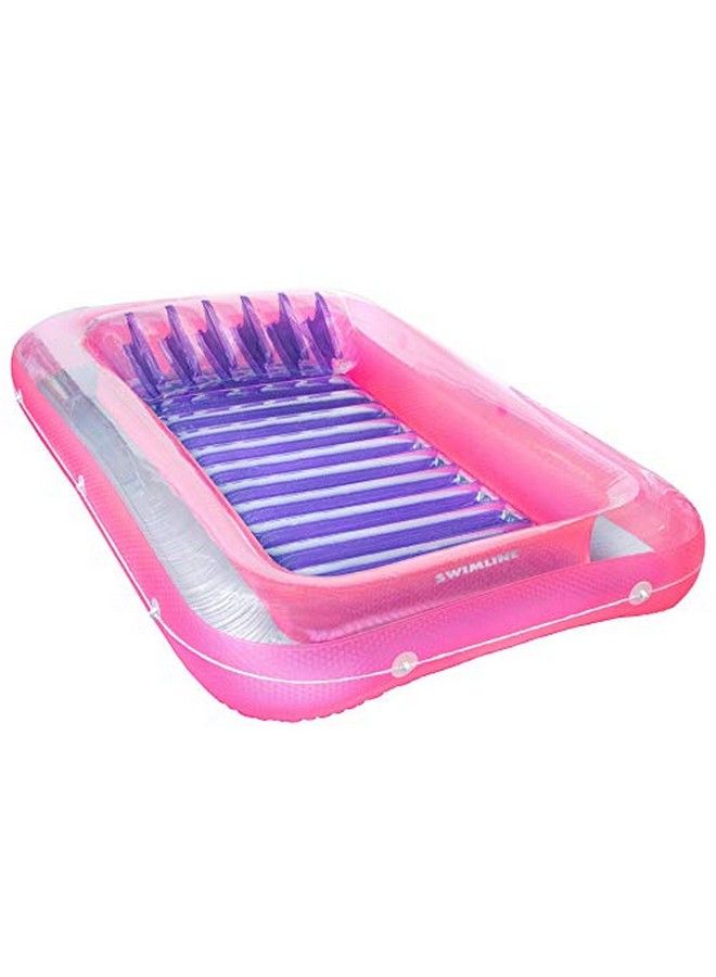 Swimline Original Suntan Tub Classic Edition Inflatable Floating Lounger Pink & Purple Tanning Pool Hybrid Lounge Oversized Pillow Fill With Water Reflective Design For Tanning And Outdoors - Image 1