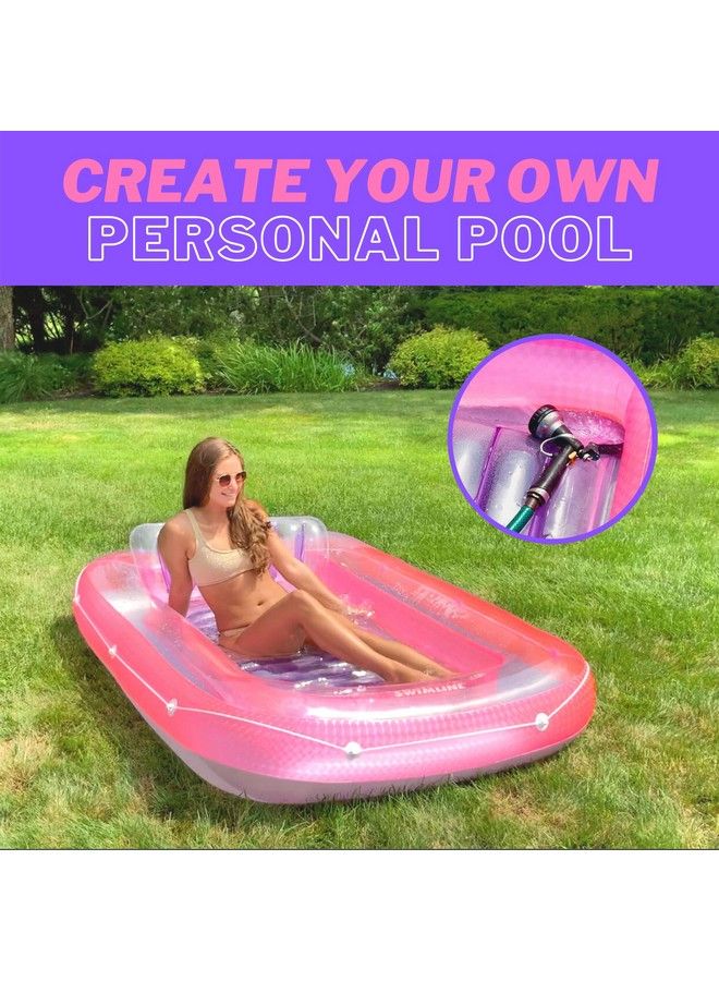 Swimline Original Suntan Tub Classic Edition Inflatable Floating Lounger Pink & Purple Tanning Pool Hybrid Lounge Oversized Pillow Fill With Water Reflective Design For Tanning And Outdoors - Image 5