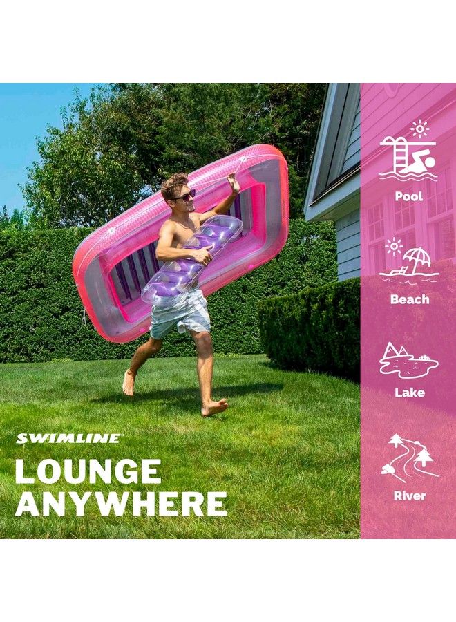 Swimline Original Suntan Tub Classic Edition Inflatable Floating Lounger Pink & Purple Tanning Pool Hybrid Lounge Oversized Pillow Fill With Water Reflective Design For Tanning And Outdoors - Image 4