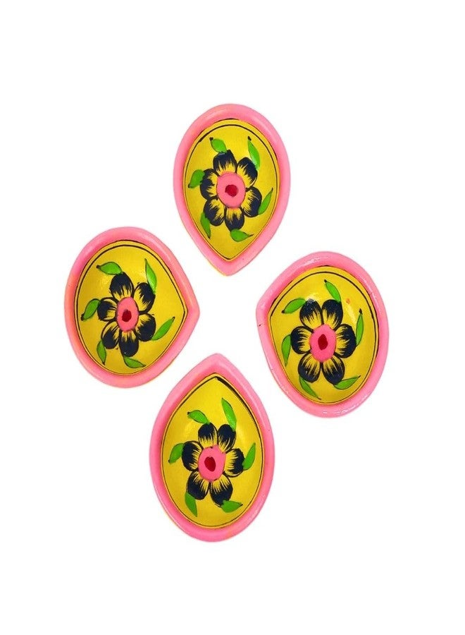 Natriel Handmade Pottery Diya Diyas Earthen Assorted Colorful Diwali Decoration Puja Handpainted Home Indoor Outdoor Design Handmade Unique Design First Ever (Desing-03) - Image 1