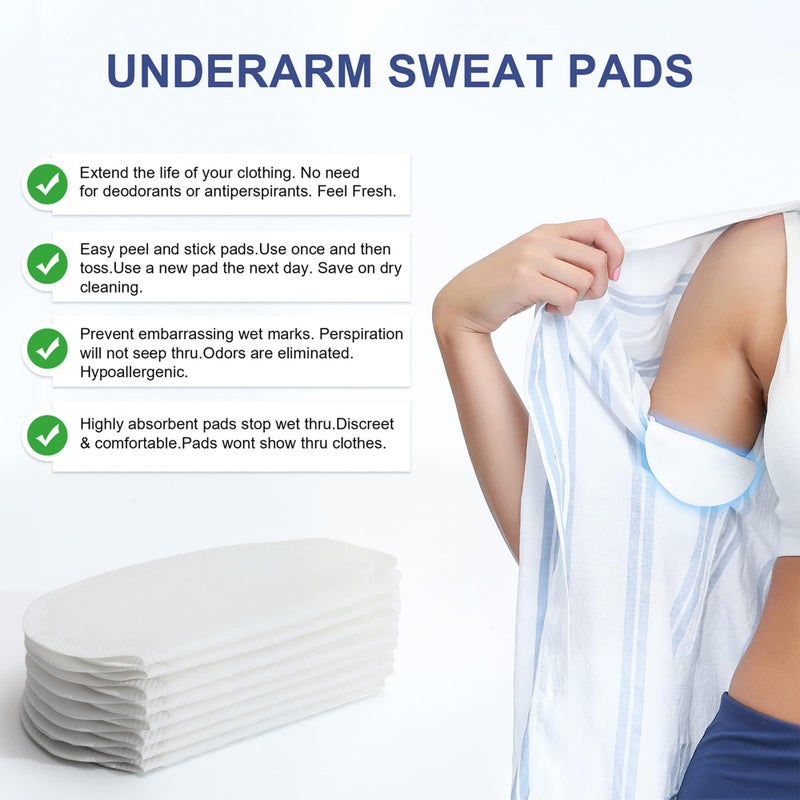 Aoeoun Armpit Sweat Pads,Aoeoun Underarm Sweat Pads for Women and Men [100 Packs],Disposable Premium Absorbent Armpit Underarm Shields,Comfortable Unflavored,Non Visible,Sweat Free Armpit Protection - Image 3