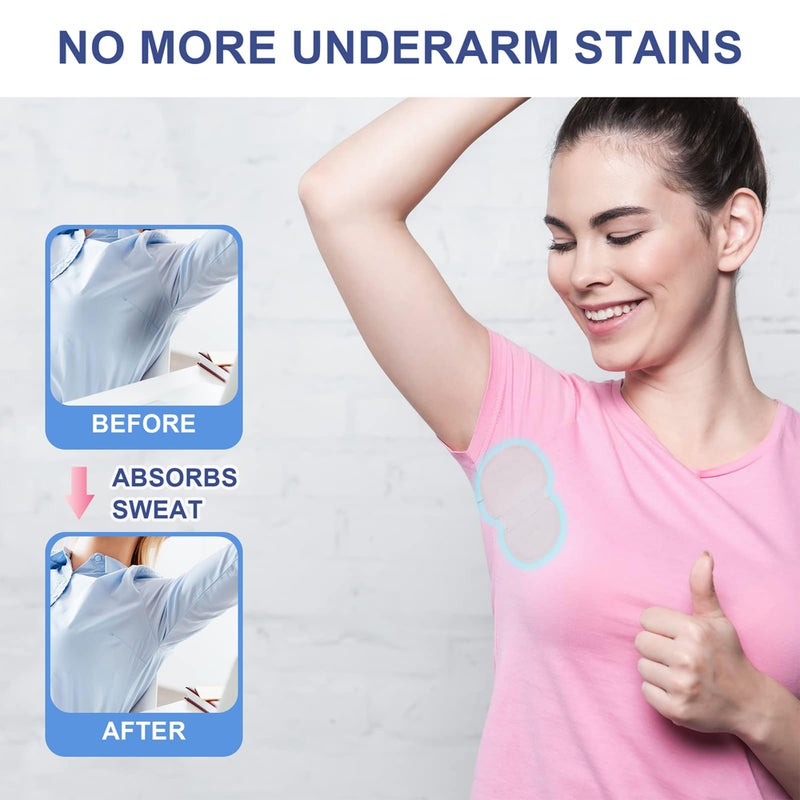 Aoeoun Armpit Sweat Pads,Aoeoun Underarm Sweat Pads for Women and Men [100 Packs],Disposable Premium Absorbent Armpit Underarm Shields,Comfortable Unflavored,Non Visible,Sweat Free Armpit Protection - Image 2