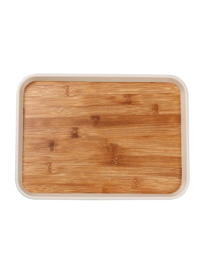 Felli Elegant Durable Rectangular Melamine and Bamboo Serving Tray Brown and White Y1K150025-PH051-F