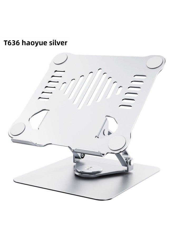 Aluminum Alloy Adjustable Foldable Double Layer Laptop Computer Stand Desktop Tablet Notebook Holder Heat Dissipation Base-Color:T636-silver - Image 1