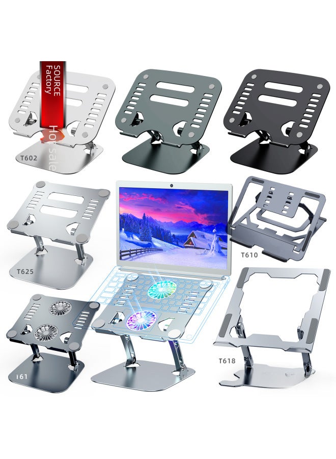 Aluminum Alloy Adjustable Foldable Double Layer Laptop Computer Stand Desktop Tablet Notebook Holder Heat Dissipation Base-Color:T636-silver - Image 2