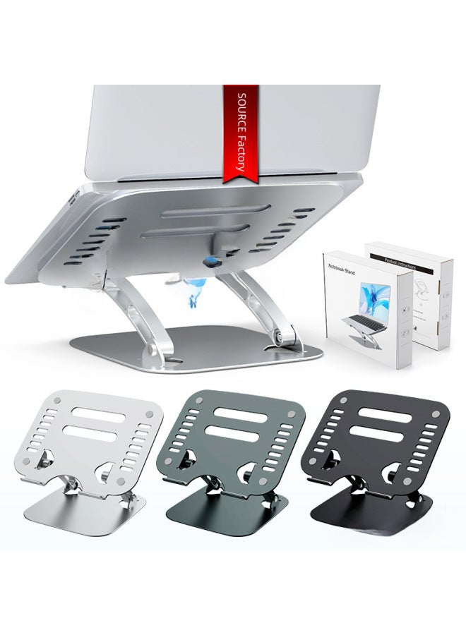 Aluminum Alloy Adjustable Foldable Double Layer Laptop Computer Stand Desktop Tablet Notebook Holder Heat Dissipation Base-Color:T636-silver - Image 3