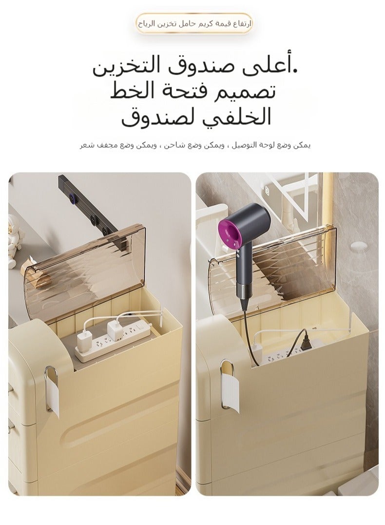 XiuWoo 3-Tier Install-free Freestanding Storage Cabinet with Wheels Narrow Bathroom Organizer Auxiliary Storage Cabinet for Small Spaces Side Cabinet with Compact Drawers for Toilet Paper  - Image 4