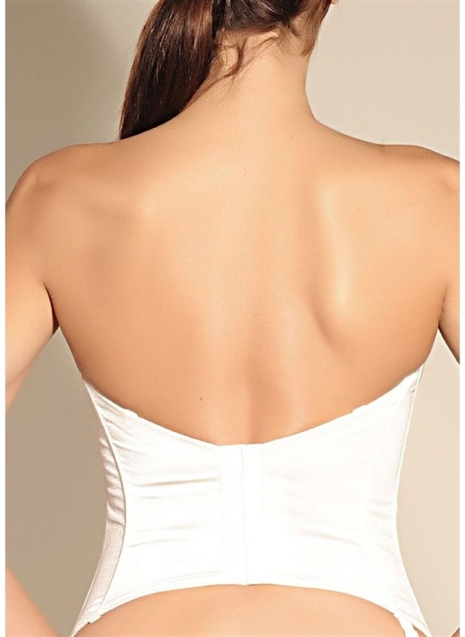 Magic Form - 9265 Patterned Fabric Long Bustier - White - Image 1