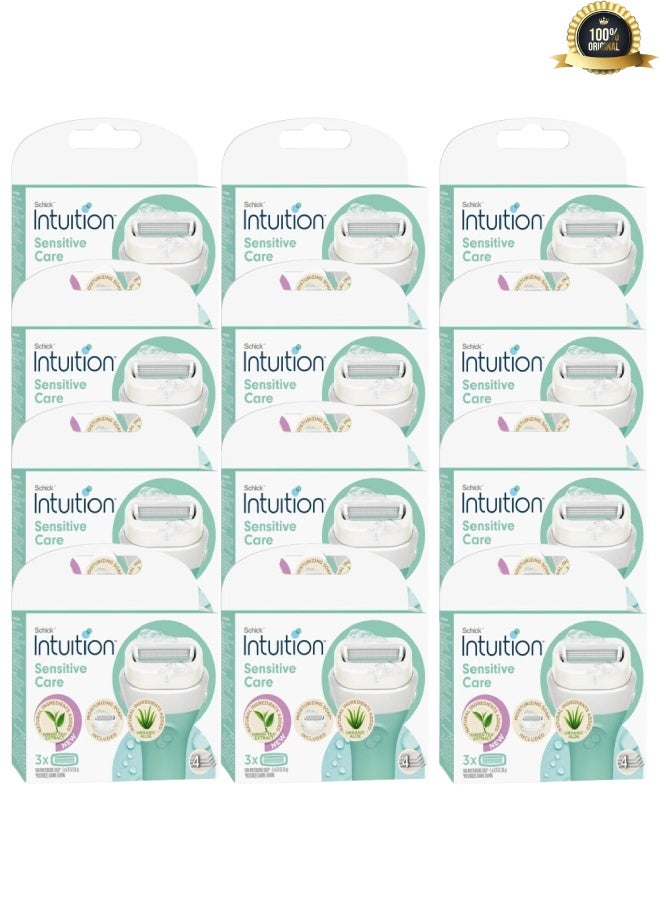 Intuition 12 Pieces 3-Piece Intuition Sensitive Care Moisturizing Razor Blade Refills Multicolour 10grams - Image 1