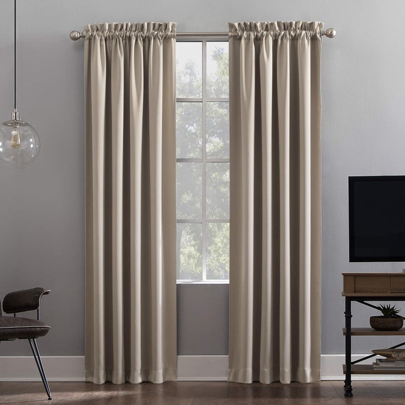 Sun Zero Oslo Theater Grade Extreme Total Blackout Rod Pocket Curtain Panel  52"" x 95""  Stone - Image 4
