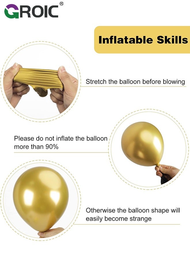 GROIC 129pcs Gold Balloons Latex Balloons 18 12 10 5 Inch Party Balloon Kit for Birthday Party Graduation Baby Shower Wedding Holiday Balloon Decoration,Party Balloon Set, Party Supplies - Image 2