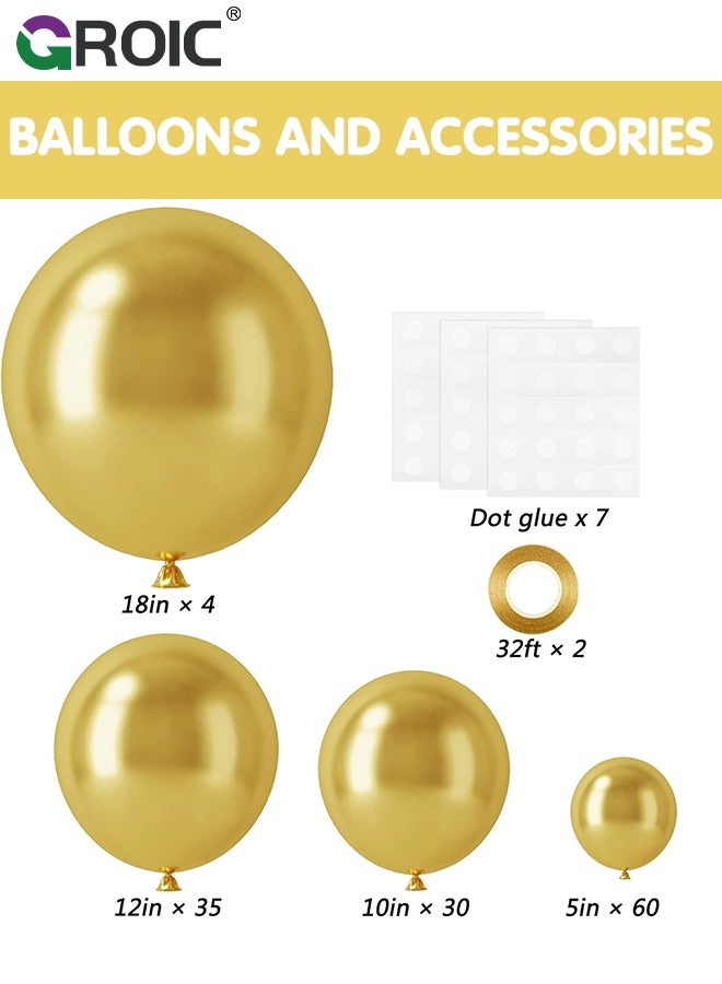 GROIC 129pcs Gold Balloons Latex Balloons 18 12 10 5 Inch Party Balloon Kit for Birthday Party Graduation Baby Shower Wedding Holiday Balloon Decoration,Party Balloon Set, Party Supplies - Image 3