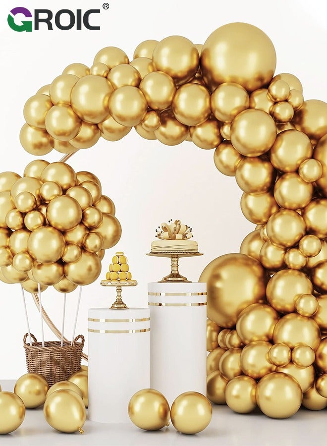 GROIC 129pcs Gold Balloons Latex Balloons 18 12 10 5 Inch Party Balloon Kit for Birthday Party Graduation Baby Shower Wedding Holiday Balloon Decoration,Party Balloon Set, Party Supplies - Image 1