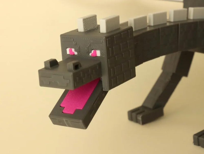 3D CUBES تنين إندر من ماينكرافت، ديكور جدار التنين، تمثال خيالي ثلاثي الأبعاد مصنوع يدويًا، رمادي وأبيض، متعدد الألوان - Image 2