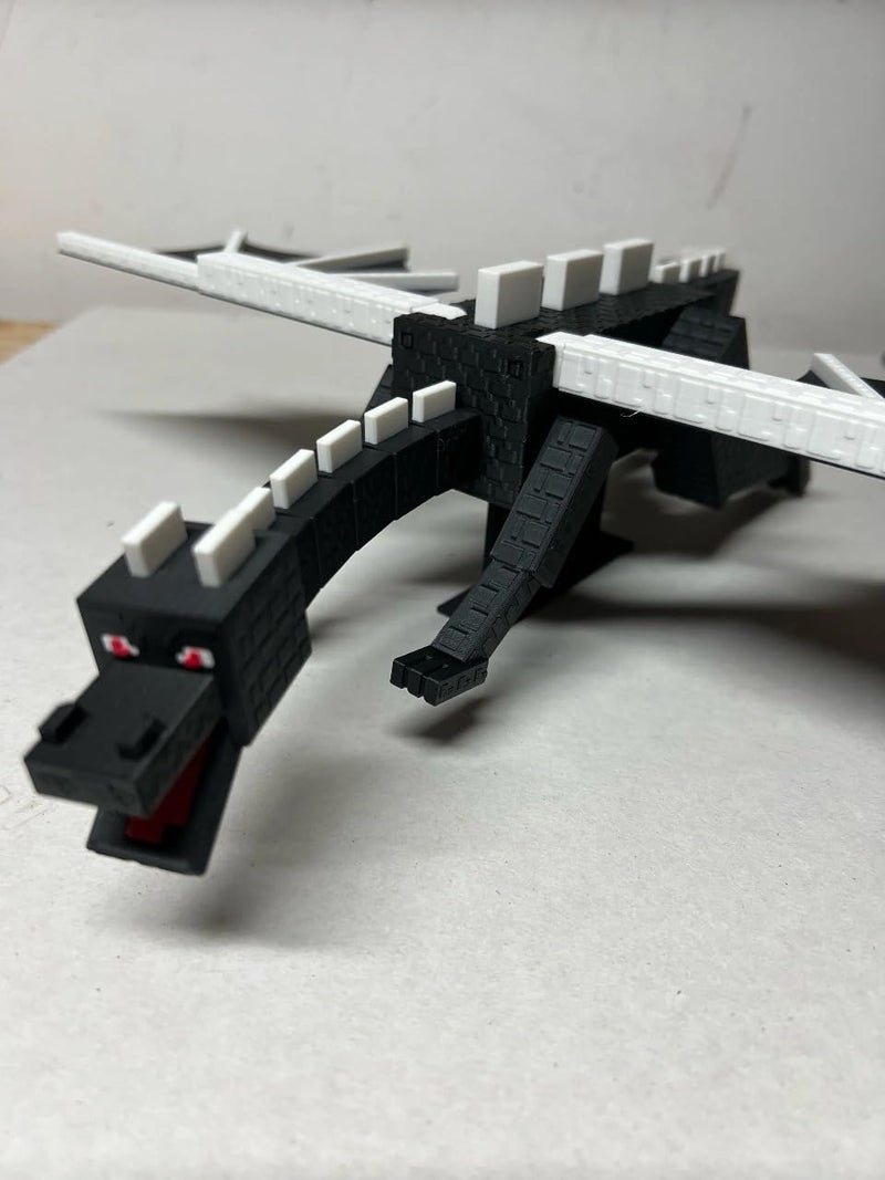 3D CUBES تنين إندر من ماينكرافت، ديكور جدار التنين، تمثال خيالي ثلاثي الأبعاد مصنوع يدويًا، رمادي وأبيض، متعدد الألوان - Image 3