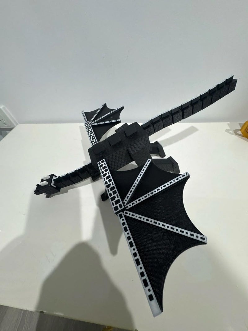 3D CUBES تنين إندر من ماينكرافت، ديكور جدار التنين، تمثال خيالي ثلاثي الأبعاد مصنوع يدويًا، رمادي وأبيض، متعدد الألوان - Image 4