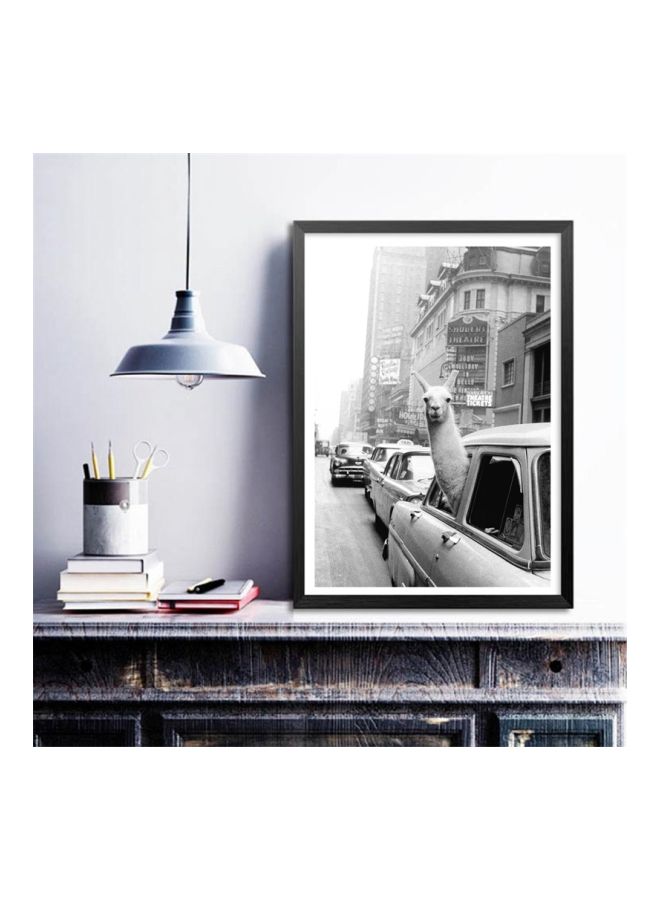 NIBEMINENT Alpaca In Car Canvas Wall Painting Grey 40x50centimeter - Image 2