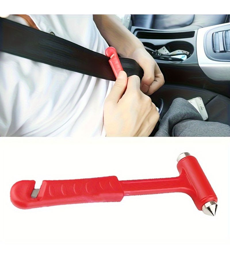 1pc Red Multi-Functional Safety Hammer For Emergency Window Breaking To Ensure Safety - Image 1
