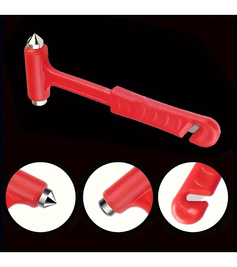 1pc Red Multi-Functional Safety Hammer For Emergency Window Breaking To Ensure Safety - Image 3