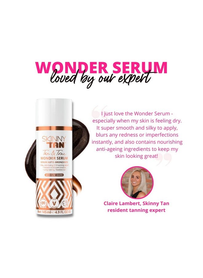 Skinny Tan - Wonder Serum Iridescent Guide Color Develops In 6 To 8 Hours Enrich With Aloe Vera And Vitamin E Blurs Redness And Imperfections Ideal For Dry Skin Mediumdark 4.9 Oz Bronzer - Image 1