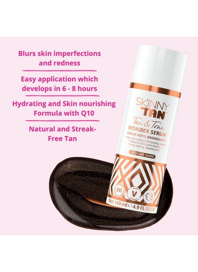 Skinny Tan - Wonder Serum Iridescent Guide Color Develops In 6 To 8 Hours Enrich With Aloe Vera And Vitamin E Blurs Redness And Imperfections Ideal For Dry Skin Mediumdark 4.9 Oz Bronzer - Image 1