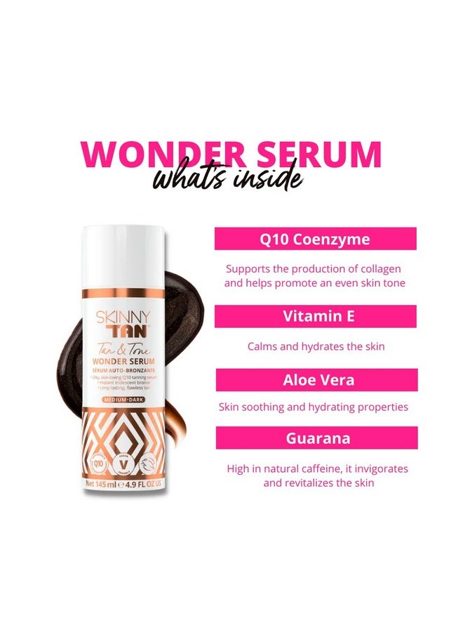 Skinny Tan - Wonder Serum Iridescent Guide Color Develops In 6 To 8 Hours Enrich With Aloe Vera And Vitamin E Blurs Redness And Imperfections Ideal For Dry Skin Mediumdark 4.9 Oz Bronzer - Image 1