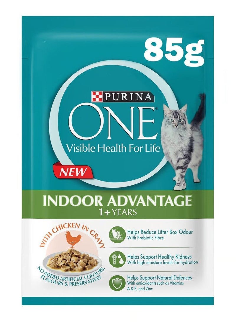 PURINA One Indoor Advantage 1+ Years With Chicken In Gravy Cat Food 85g - Image 1