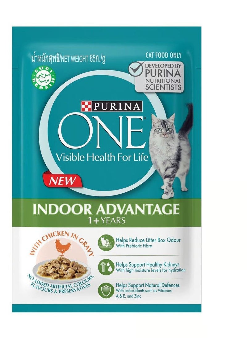 PURINA One Indoor Advantage 1+ Years With Chicken In Gravy Cat Food 85g - Image 2