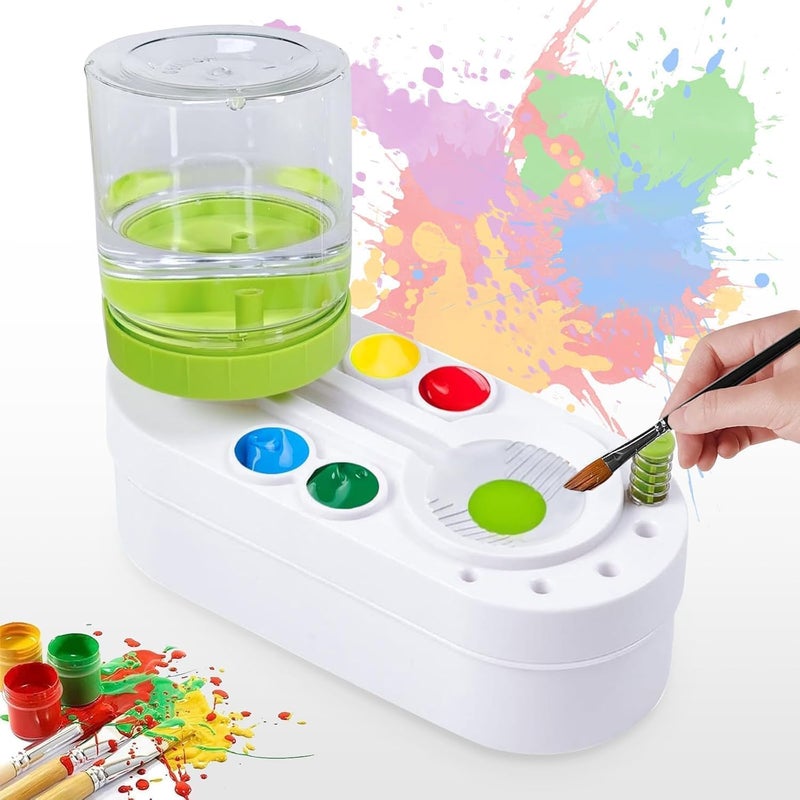 GALV 2 in 1 Paint Brush Cleaner Machine with auto Refill selfCleaning Paint Brush Station with Buttonefficient Cleaner for OilAcrylicMakeup Brushes1 pcs184 x 85 cmWhite Color - Image 1