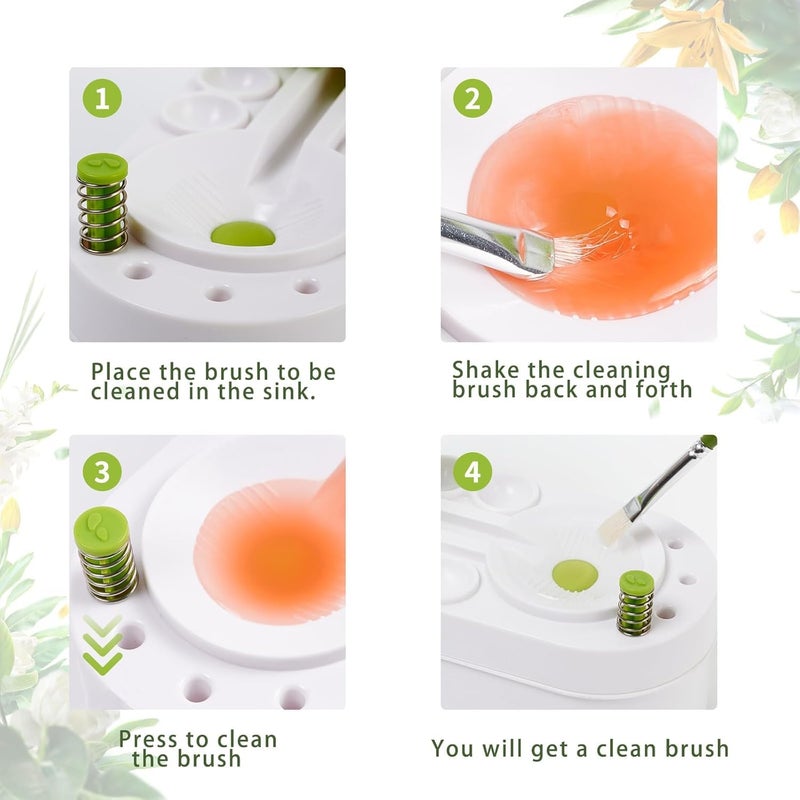 GALV 2 in 1 Paint Brush Cleaner Machine with auto Refill selfCleaning Paint Brush Station with Buttonefficient Cleaner for OilAcrylicMakeup Brushes1 pcs184 x 85 cmWhite Color - Image 4