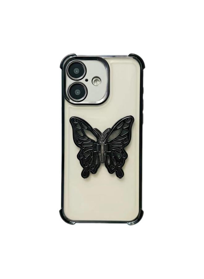 S-TOP Case For iPhone 16 Electrpolated 3D Butterfly Holder TPU Phone Case - Image 1