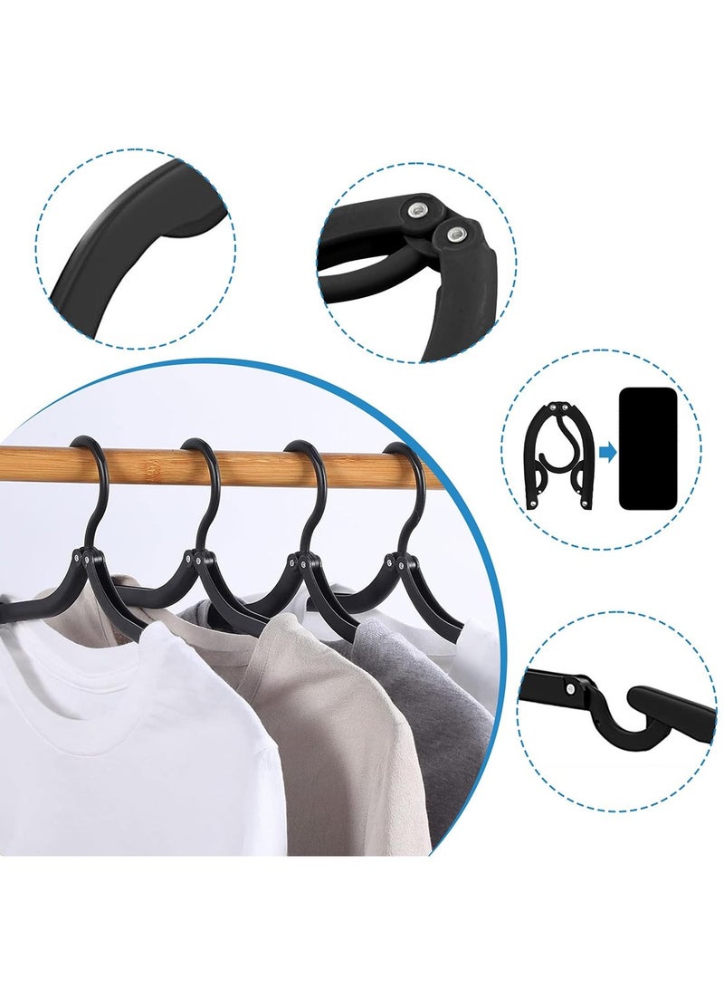 ممون 10 قطع من شماعات السفر، مستلزمات السفن السياحية، شماعات ملابس محمولة قابلة للطي، إكسسوارات السفر، رف تجفيف الملابس القابل للطي (أسود) - Image 3