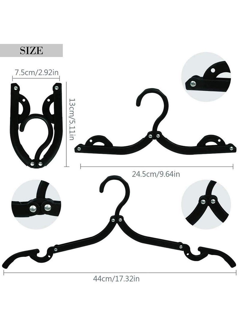 ممون 10 قطع من شماعات السفر، مستلزمات السفن السياحية، شماعات ملابس محمولة قابلة للطي، إكسسوارات السفر، رف تجفيف الملابس القابل للطي (أسود) - Image 4