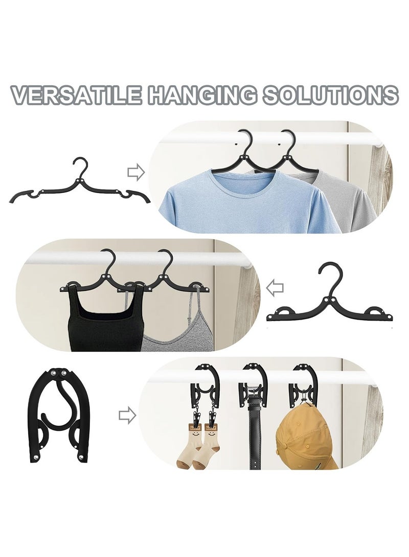 ممون 10 قطع من شماعات السفر، مستلزمات السفن السياحية، شماعات ملابس محمولة قابلة للطي، إكسسوارات السفر، رف تجفيف الملابس القابل للطي (أسود) - Image 2