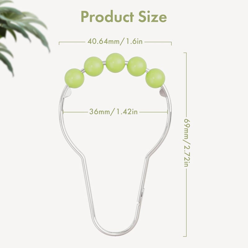 Amazer Shower Curtain Hooks, Decorative Shower Curtain Hooks, Colorful Shower Curtain Hooks, Rustproof Stainless Steel Shower Hooks for Bathroom Shower Curtain-Set of 12 - Image 3