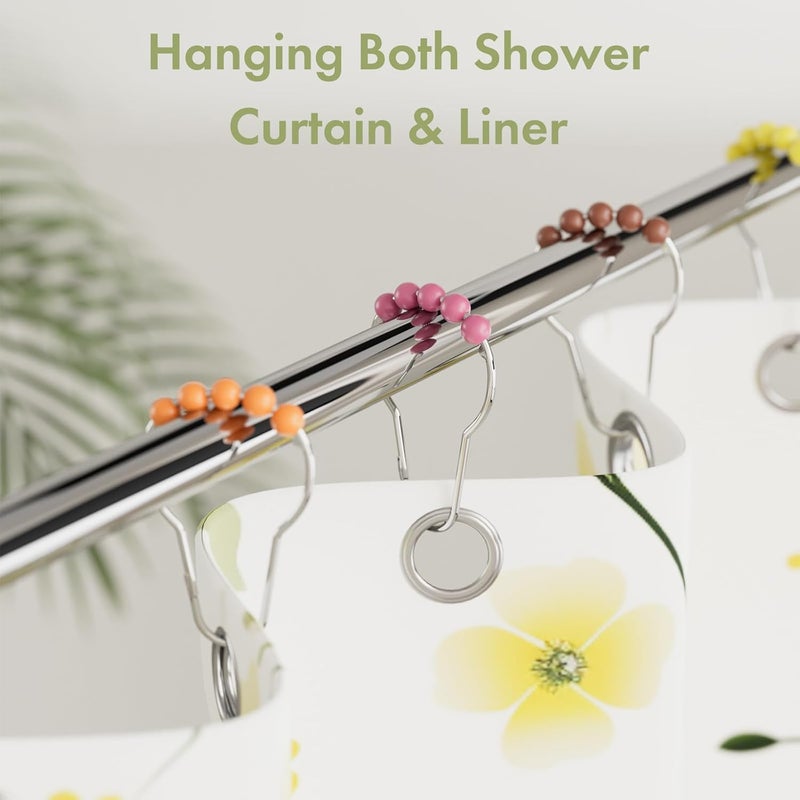 Amazer Shower Curtain Hooks, Decorative Shower Curtain Hooks, Colorful Shower Curtain Hooks, Rustproof Stainless Steel Shower Hooks for Bathroom Shower Curtain-Set of 12 - Image 2