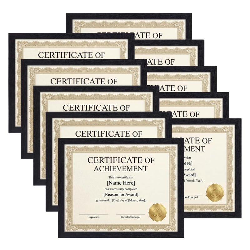 MEBRUDY 8.5 x 11 Picture Frame Set of 10, Black 8.5 by 11 Photo Frames Used for Certificate, Diploma, Document, Degree, Award, Wall Hanging or Tabletop Display - Image 1