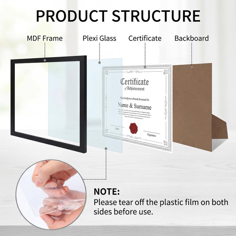 MEBRUDY 8.5 x 11 Picture Frame Set of 10, Black 8.5 by 11 Photo Frames Used for Certificate, Diploma, Document, Degree, Award, Wall Hanging or Tabletop Display - Image 4