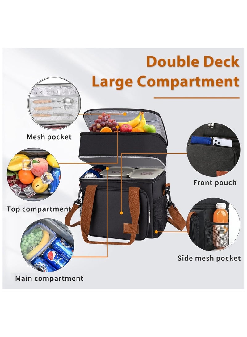 Large Lunch Bag, Expandable Waterproof Tiffin Bag for Office,Oxford Insulated Lightweight Lunch Box Bag Fresh-keeping Bag for Work, School and Picnic(12.5L)  - Image 2